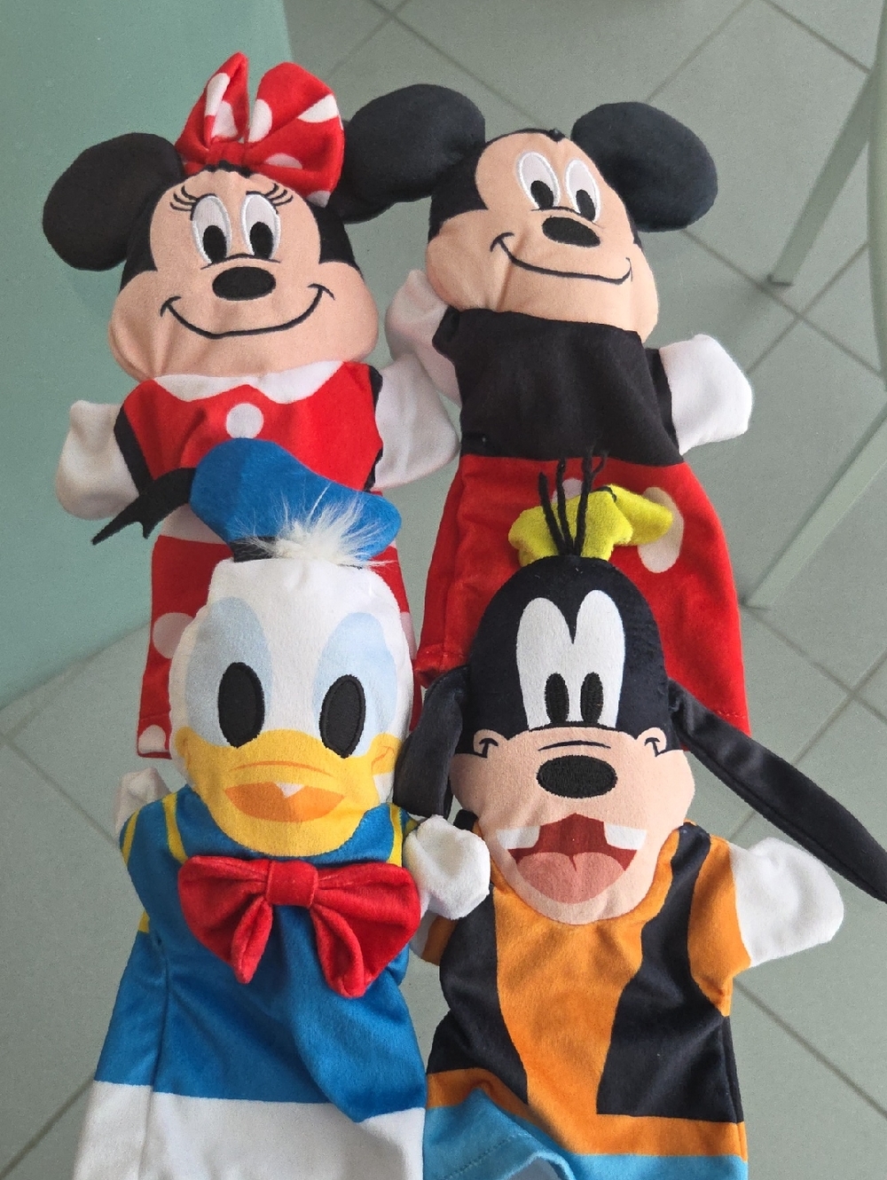 Disney Classic Characters Plush Hand Puppets - Red, Blue, Black, Yellow